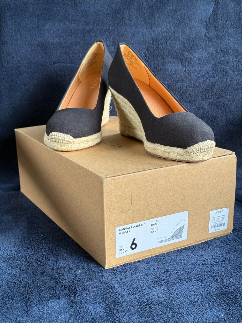 J. Crew Black Canvas Espadrille Wedge Heels